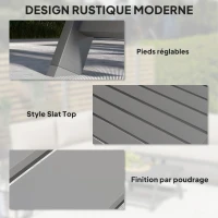 Outsunny Ensemble salon de jardin d'angle et convertible 4 pièces avec 2 banquettes, 1 fauteuil d'angle et 1 table basse(m-7)
