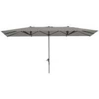 Outsunny Podwójny parasol, 451 x 264 cm Parasol z systemem korbkowym, 12 metalowych prętów, Maszt aluminiowy, Ciemnoszary(m-1)