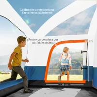 Outsunny Tenda da Campeggio per 4-6 Persone con 2 Stanze e Veranda, Impermeabile e UPF 30+, Borsa di Trasporto, Blu(m-5)