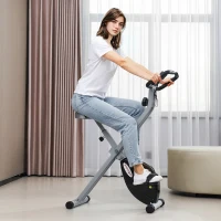 SPORTNOW Cyclette Pieghevole Magnetica a 8 Livelli con Display LCD, Rotelle e Sellino Regolabile, Grigio e Nero(m-2)
