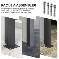 Outsunny Store latéral Brise-Vue paravent rétractable dim. 3L x 2H m alu. Polyester Anti-UV Haute densité 180 g/m² gris clair(m-6)