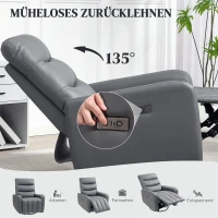 HOMCOM Relaxsessel, Polstersessel mit Liegefunktion, Fernbedienung, USB-Anschluss, Grau(m-4)
