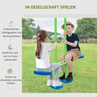 Outsunny Schaukelgestell, Outdoor-Schaukelgerüst mit 2 Schaukeln, Wippe, Kinderschaukel mit Metallgestell, Grün(m-4)