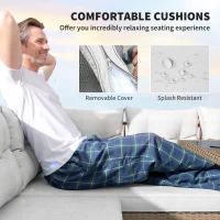 Outsunny 6 Piece Rattan Garden Furniture Set, 8 Seater Garden Corner Sofa with Cushions and Glass Top Table, Sectional Outdoor Furniture Conservatory Set for Patio, Cream White(m-6)