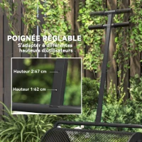 Outsunny Épandeur à compost 75 L épandeur de gazon avec poignée en T rouleau en treillis métallique 70 x 40 x 112 cm noir(m-6)