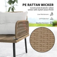 Outsunny 6 Piece Rattan Garden Furniture Set, 8 Seater Garden Corner Sofa with Cushions and Glass Top Table, Sectional Outdoor Furniture Conservatory Set for Patio, Cream White(m-5)