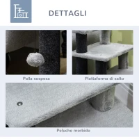 PawHut Scaletta per Cani con Gradino Rimovibile, Pallina e Area Interna, in Truciolato, 60x40x66 cm, Grigio(m-6)