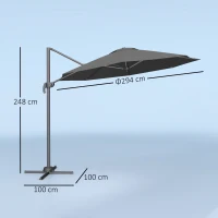 Outsunny 3 x 3m Overhanging Cantilever Parasol - Black(m-3)