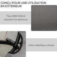 Outsunny Chaise de camping chaise de pêche pliante et portable, dossier haut, coussin rembourré et amovible 65 x 65 x 94 cm, gris(m-7)