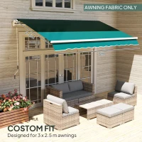 Outsunny Awning Replacement Canopy, Water Resistant UPF 50+ Sun Shade Cover for 3 x 2.5 m Garden Awning (Fabric Only), Green(m-4)