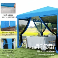 Outsunny 3 x 6m Pop Up Gazebo, Outdoor Canopy Shelter, Marquee Party Wedding Tent with 6 Mesh Walls and Carry Bag, Blue(m-6)