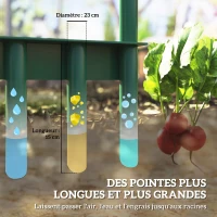 Outsunny Aérateur de pelouse avec pointes creuses, aérateur de gazon manuel avec poignée antidérapante 30 x 4 x 94 cm vert foncé(m-4)