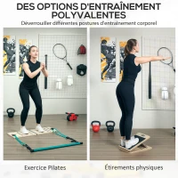 SPORTNOW Ensemble de barre de pilates et de bandes de résistance avec planche inclinée réglable, équipement d'entraînement bleu(m-4)