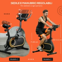 SPORTNOW Cyclette Magnetica con Volano da 4kg, Manubrio e Sellino Regolabili(m-6)