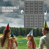 Outsunny dywan zewnętrzny, wodoodporny, dwustronny design, wysokiej jakości włókno plastikowe, czarny+szary, 182 x 274cm(m-7)