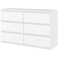 HOMCOM Commode 6 tiroirs meuble de rangement sans poignées design minimaliste 120 x 39 x 75 cm blanc