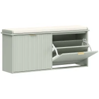 HOMCOM Elegant Ten Shoe Bench, with Top Seat - Green(m-1)