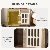 PawHut Meuble cage pour chien avec porte coulissante, maison pour chien de moyenne, table d'appoint, 80 x 59 x 63 cm, noyer(m-5)