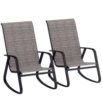 Outsunny Set of Two Rocking Garden Chairs - Light Brown(m-1)