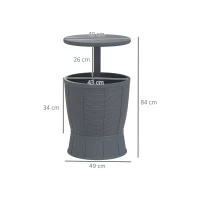 Outsunny Table à glacière 3 en 1, table de cocktail avec seau à glace, plateau télescopique pour jardin, Ø 49 x 58-84 cm, gris(m-3)