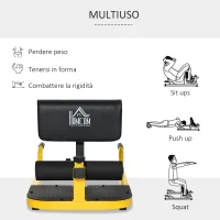 HOMCOM Macchina per Squat 3 in 1 Regolabile con Piedini Antiscivolo, 50x97x44.5-56.5cm, Giallo(m-6)