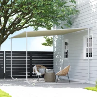 Outsunny Cenador de Jardín 3x3 m con Ruedas Protección UV 30+ Impermeable Sacos de Arena y Marco de Acero Crema(m-7)