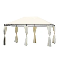 Outsunny Foisor dreptunghiular cu cadru din Metal Robust, Crem, 4x3m(m-13)