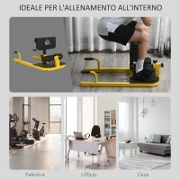 HOMCOM Macchina per Squat 3 in 1 Regolabile con Piedini Antiscivolo, 50x97x44.5-56.5cm, Giallo(m-5)