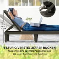 Outsunny 2er Set Sonnenliege wetterfest Gartenliege mit 4-Fach höhenverstellbarer Rückenlehne bis 120kg belastbar Schwarz(m-4)