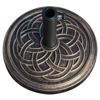 Outsunny Base de Sombrilla de Jardín Peso Neto 12 kg Soporte de Parasol Redondo Apto para Postes de 38mm/48mm Resina y Acero para Terraza Patio Exterior Ø45x33 cm Bronce(m-9)