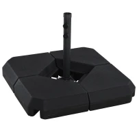 Outsunny Base para Sombrilla de Ø48 mm con 4 Pesos Rellenables de Agua o Arena de 60L Soporte de Sombrilla en Forma de Cruz con Tubo de Acero 80x80x56 cm Negro(m-11)