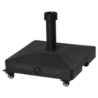 Outsunny Base de Sombrilla con 4 Ruedas Bloqueables Soporte de Parasol Rellenable de Arena 18 kg o Agua 16 kg para Jardín Patio Terraza 45x45x39 cm Negro(m-12)