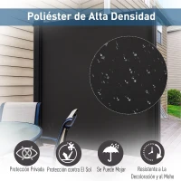 Outsunny Toldo Lateral Retráctil 350x180 cm Pantalla Enrollable Mampara de Privacidad y Protección Solar Gris Oscuro(m-5)