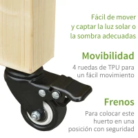 Outsunny Huerto Urbano Mesa de Cultivo 118x55x83 cm Elevado de Madera con Estante Tela Geotextil Ruedas con Frenos Portátil para Cultivo en Jardín Terraza Color Natural(m-5)