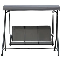 Outsunny Baloiço de 3 Lugares para Jardim ou Varanda com Toldo Ajustável e Bolsos Laterais 196x128x172 cm Cinzento Escuro(m-16)