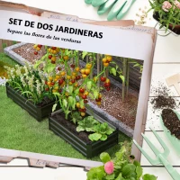 Outsunny Set de 2 Jardineras de Exterior de Acero Rectangulares para Cultivos Plantas Flores para Patio 100x60x30 cm Gris Oscuro(m-4)