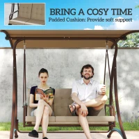 Outsunny Convertible Three-Seater Swing Bed - Khaki(m-6)