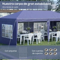 Outsunny Carpa Plegable 6x3 m con 4 Laterales Desmontables Cenador de Jardín con 4 Ventanas Visibles y Bolsa de Transporte Azul(m-5)