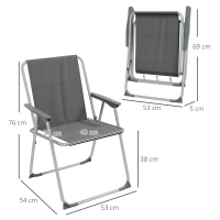 Outsunny Conjunto de 4 Cadeiras de Campismo Dobráveis Acolchoadas em Tela Oxford com Estrutura de Aço 53x54x76 cm Cinza(m-3)