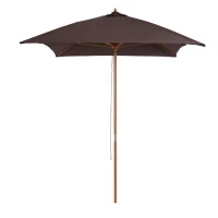 Outsunny Sombrilla Parasol 295x200x255 cm para Jardín Terraza con Mástil de Madera y Toldo de Poliéster 180g/m² Color Café(m-11)