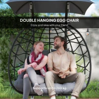 Outsunny Two-Seater Rattan Egg Chair - Black(m-4)