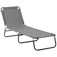Outsunny Tumbona Plegable Reclinable con Ángulo Ajustable de 5 Posiciones para Jardín Exterior Piscina Terraza Camping Carga 120 kg 188x56x28 cm Gris(m-1)