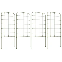 Outsunny Juego de 4 Enrejados de Jardín Soportes para Enredaderas de Acero para Plantas Trepadoras y Decoración 40x90 cm Verde(m-1)