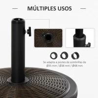 Outsunny Base para Sombrilla de Jardín Peso Neto 13 kg Soporte de Parasol de Cemento Retro para Postes de 35mm/38mm/48mm para Terraza Patio Exterior Ø48x34 cm Bronce(m-5)