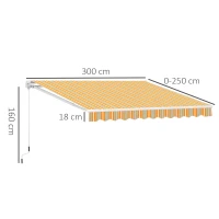 Outsunny Toldo Manual Retráctil 300x250 cm Toldo para Balcón con Manivela de Metal Impermeable y Anti-UV Toldo Enrollable de Exterior para Jardín Terraza Ventanas Amarillo y Blanco(m-3)