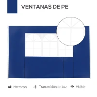 Outsunny 2 Paredes Parte Laterales para Carpa 3x2 Lado Parasol de Gazebo Tela Oxford con 2 Ventanas Medidas Apto para 3x3 3x6 Azul(m-6)