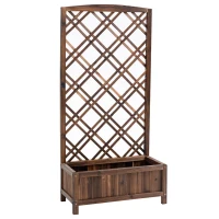 Outsunny Jardinière avec Treillis - bac à Fleurs - jardinière sur Pied - dim. 60L x 30l x 122H cm Bois Sapin traité carbonisation(m-11)