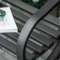 Outsunny Banco de Jardín de 2 Plazas con Respaldo y Reposabrazos Estilo Vintage para Terraza Balcón Patio Exterior Carga 240 kg Hierro Fundido y Acero 128x58,5x85 cm Negro(m-6)