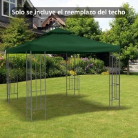 Outsunny Techo de Reemplazo 3x3 m para Carpa Pabellón Cubierta de Repuesto de Gazebo Pabellón con Techo Transpirable 8 Orificios de Drenaje Verde(m-2)
