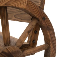Outsunny Banco de Exterior de Madera con Reposabrazos y 2 Ruedas Decorativas Estilo Rústico Carga 250 kg 114x58x80 cm Carbonizado(m-8)